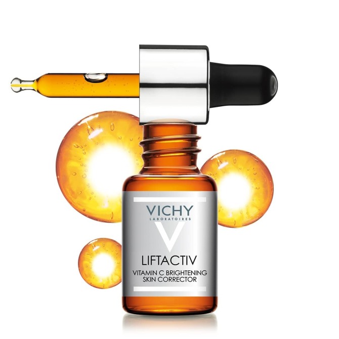 Vichy LiftActiv Vitamin C serum y Amazon corrector para aclarar la piel